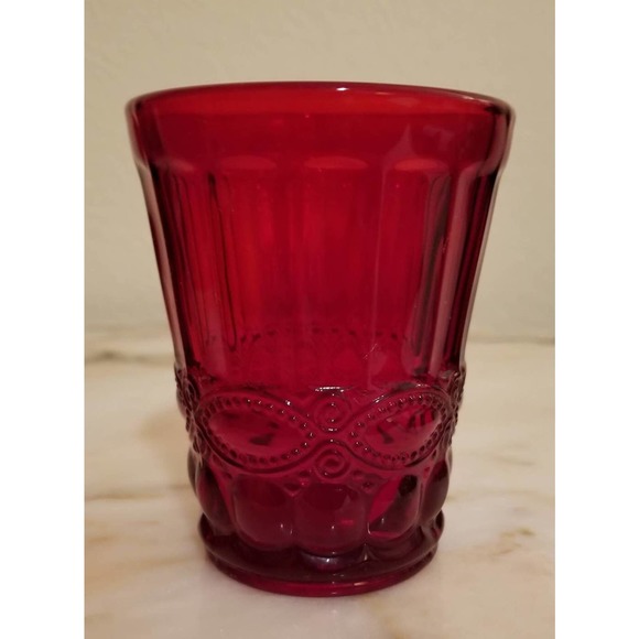 L.G. Wright Set Of 6 Ruby Red Eye Winker Flat Tumblers - Picture 4 of 6